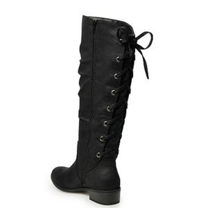 Kohl's Black Lace-Up Knee-High Boots
